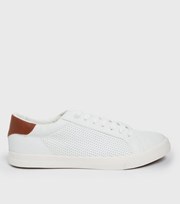 New Look White Suedette Contrast Back Lace Up Trainers